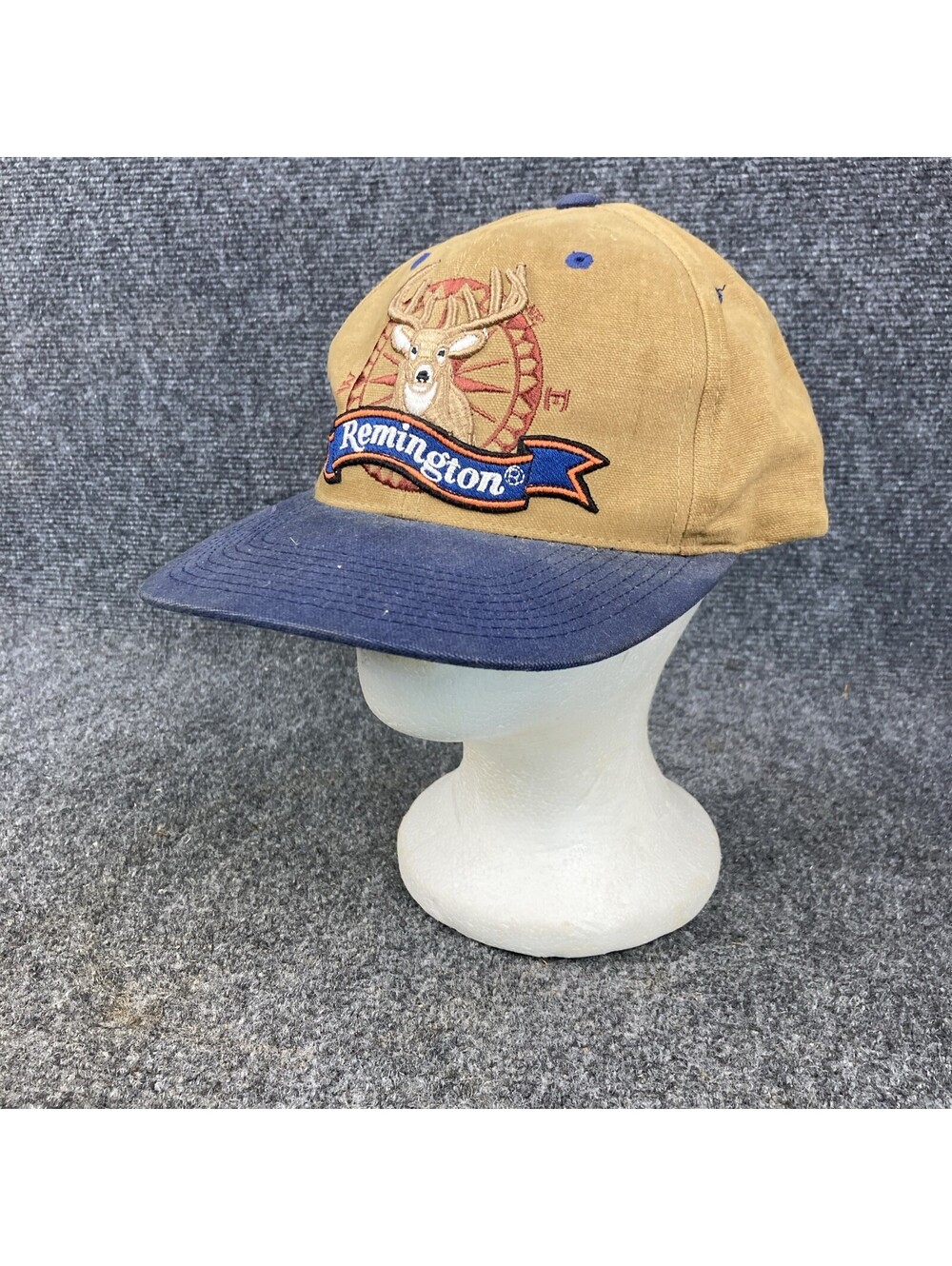 Remington Brown Navy Raised 3D Embroidered Deer Adjustable Baseball Cap Hat